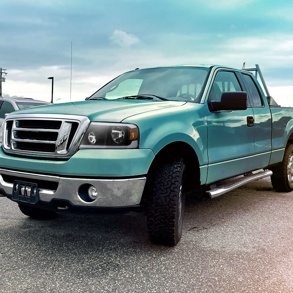 Spec-D 2004-2008 Ford F-150/ 2006-2008 Lincoln Mark LT LED Strip OE Style Black Headlights