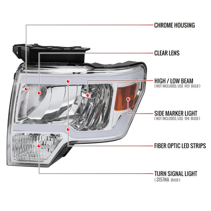 Spec-D Ford F-150 OE 11 chrome headlights