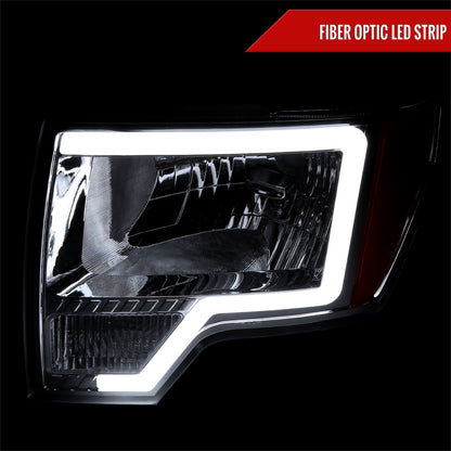 2010 Ford F-150 Factory Spec-D chrome aftermarket headlights with amber