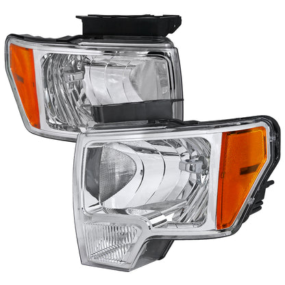 Spec-D 2009 Ford F-150 Factory Crystal chrome headlights upgrade