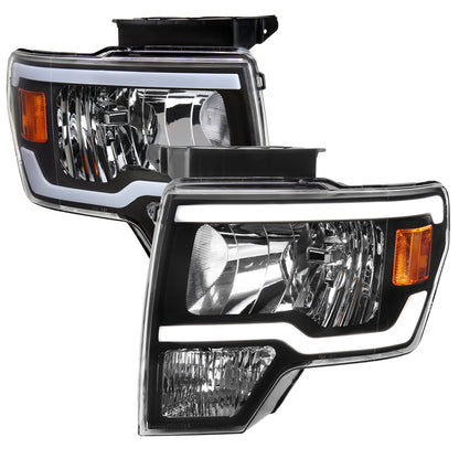 Spec-D 2009-2014 Ford F-150 LED Tube OE Style Black Headlights