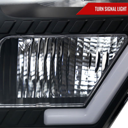 Spec-D 2009-2014 Ford F-150 LED Bar OE Style with Amber Reflectors Black Headlights