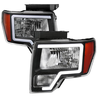 Spec-D 2009-2014 Ford F-150 LED Bar OE Style with Amber Reflectors Black Headlights