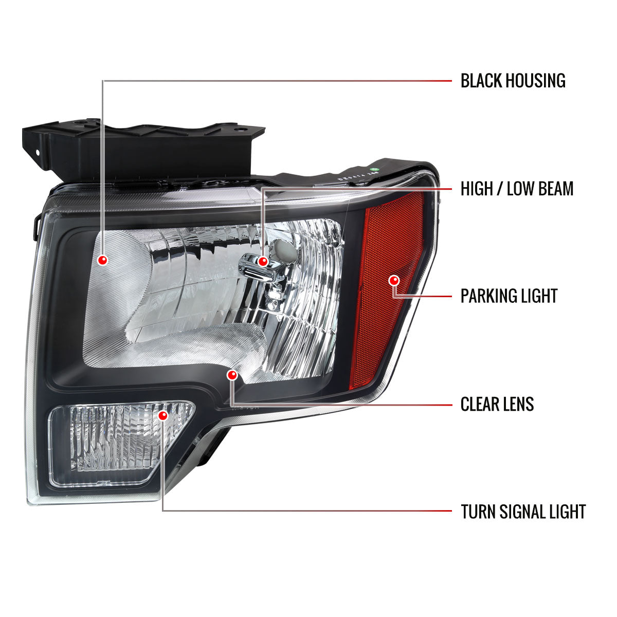 Spec-D 2009-2014 Ford F-150 OE Style Black Headlights