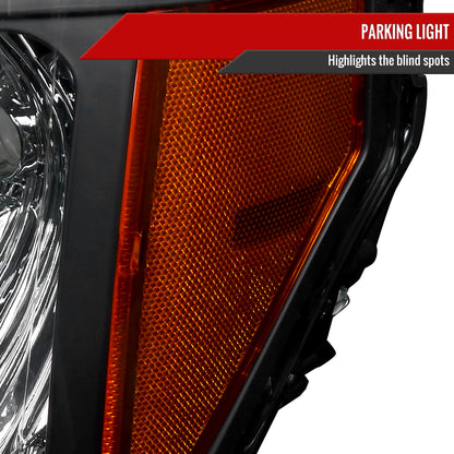 Spec-D 2009-2014 Ford F-150 OE Style Crystal w/ Amber Reflector Black Headlights