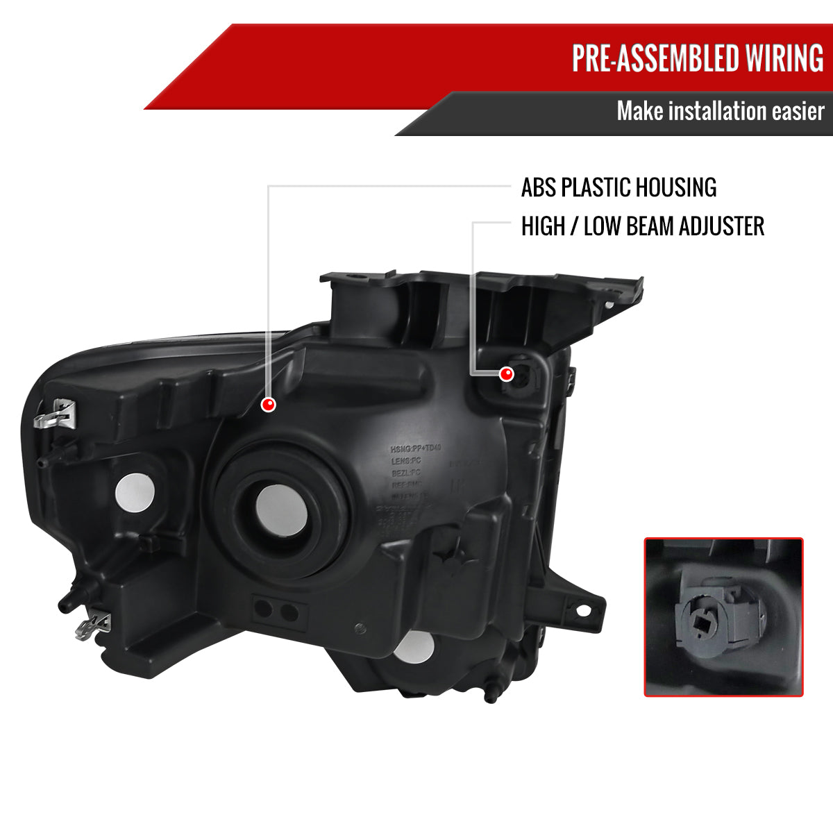 Spec-D 2009-2014 Ford F-150 OE Style Crystal w/ Amber Reflector Black Headlights