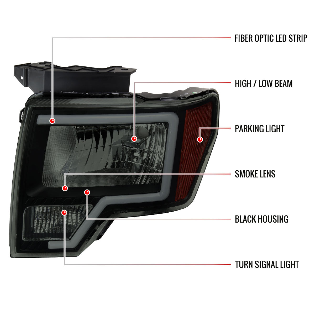 Spec-D Ford F-150 11 amber reflectors black headlights