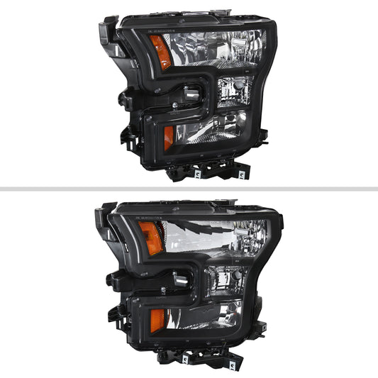2016 Ford F-150 Replacement OE Spec-D black aftermarket headlights