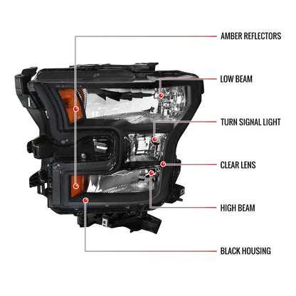 Spec-D Ford F-150 Replacement OE 17 black headlights