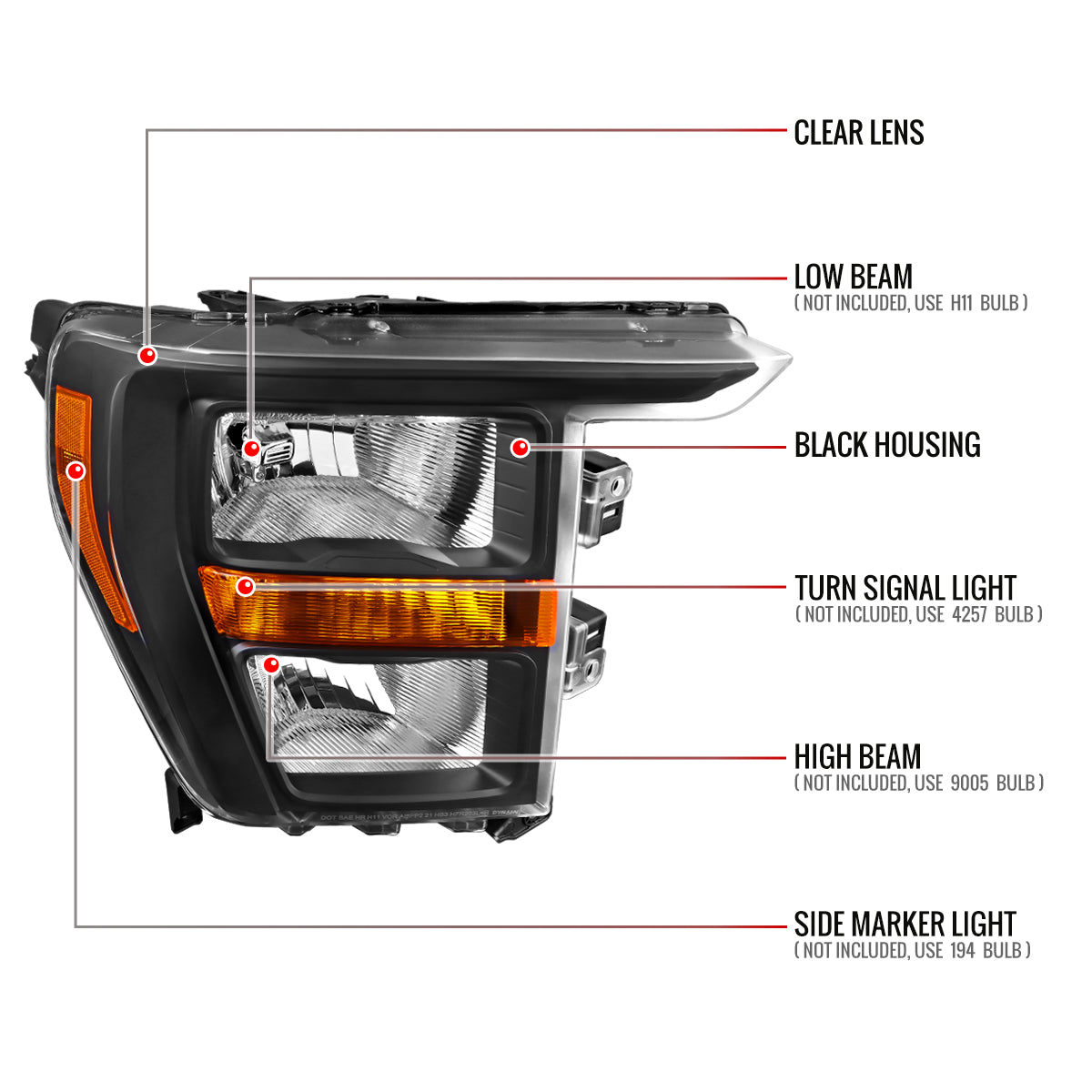 Spec-D Ford F-150 OE Passenger 23 black passenger-side headlights