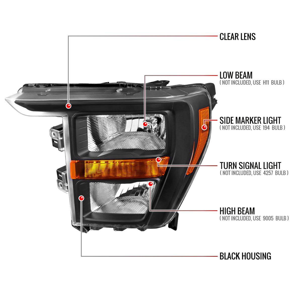 Spec-D Ford F-150 OE 23 matte black headlights