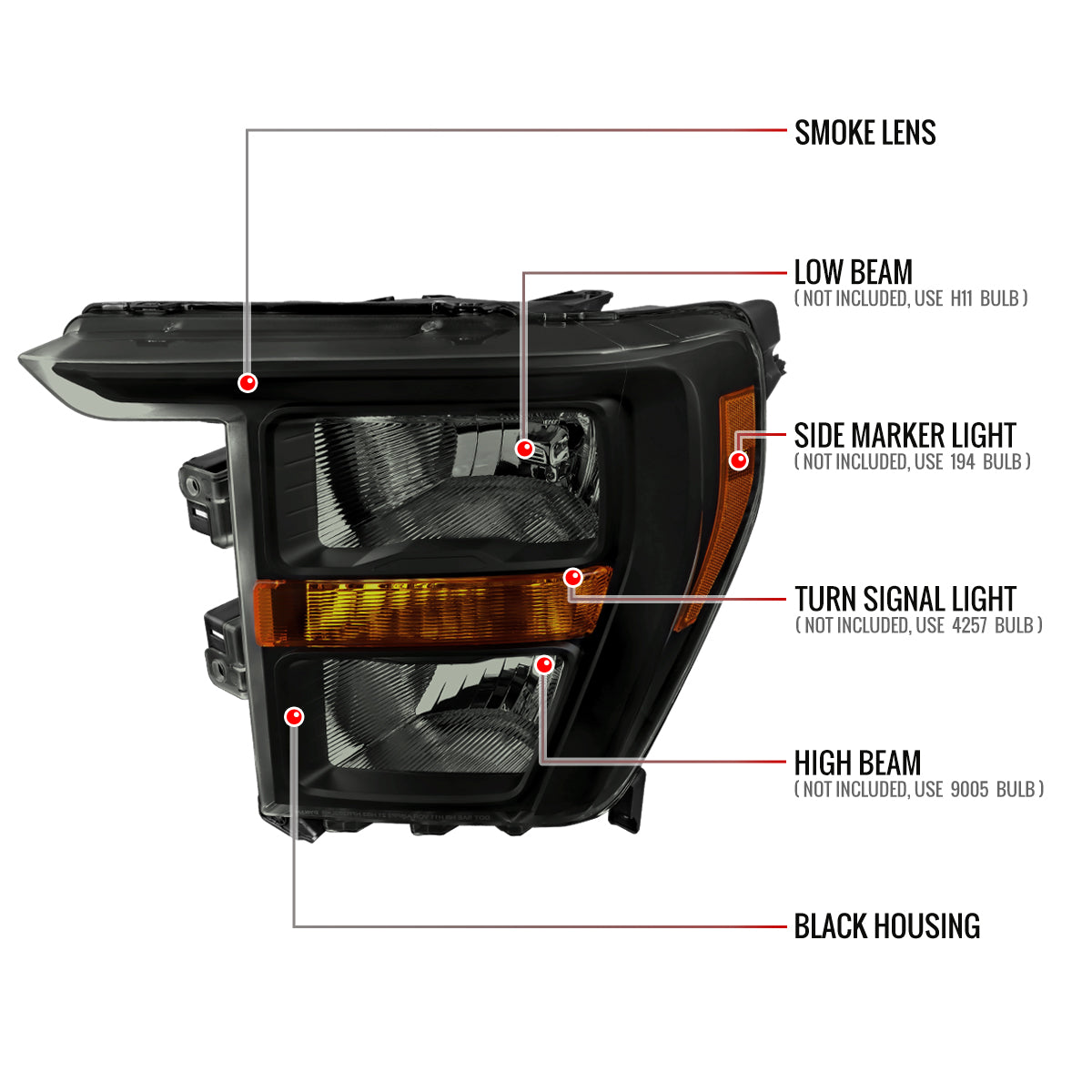 Spec-D Ford F-150 OE 23 black headlights