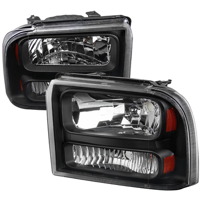 Spec-D 2005-2007 Ford F-250/F-350/F-450/F-550/Excursion Crystal Black Headlights