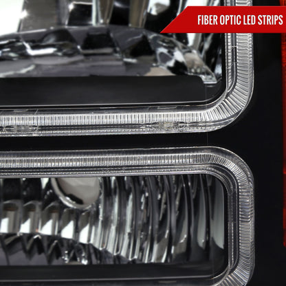 Spec-D 2005-2007 Ford F-250/F-350/F-450/F-550 Super Duty Dual LED OE Style Black Headlights