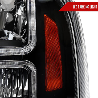 Spec-D 2005-2007 Ford F-250/F-350/F-450/F-550 Super Duty Dual LED OE Style Black Headlights