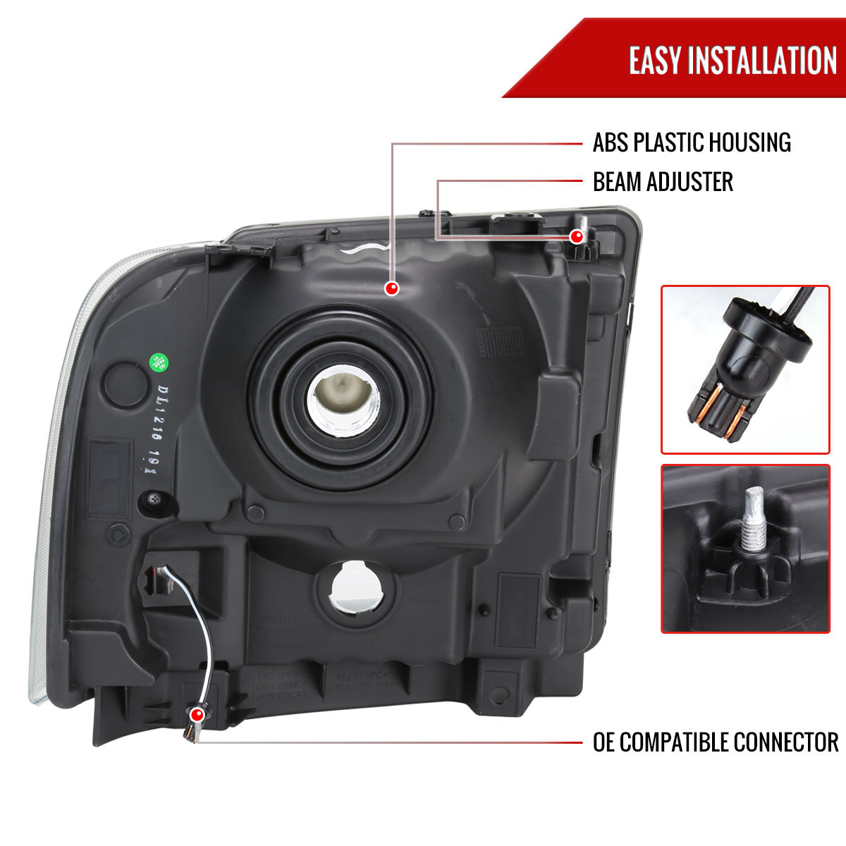 Spec-D 2005-2007 Ford F-250/F-350/F-450/F-550 Super Duty Dual LED OE Style Black Headlights