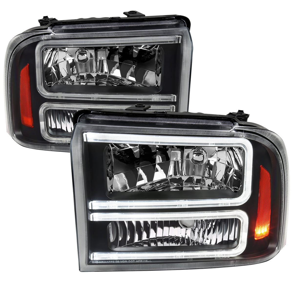 Spec-D 2005-2007 Ford F-250/F-350/F-450/F-550 Super Duty Dual LED OE Style Black Headlights