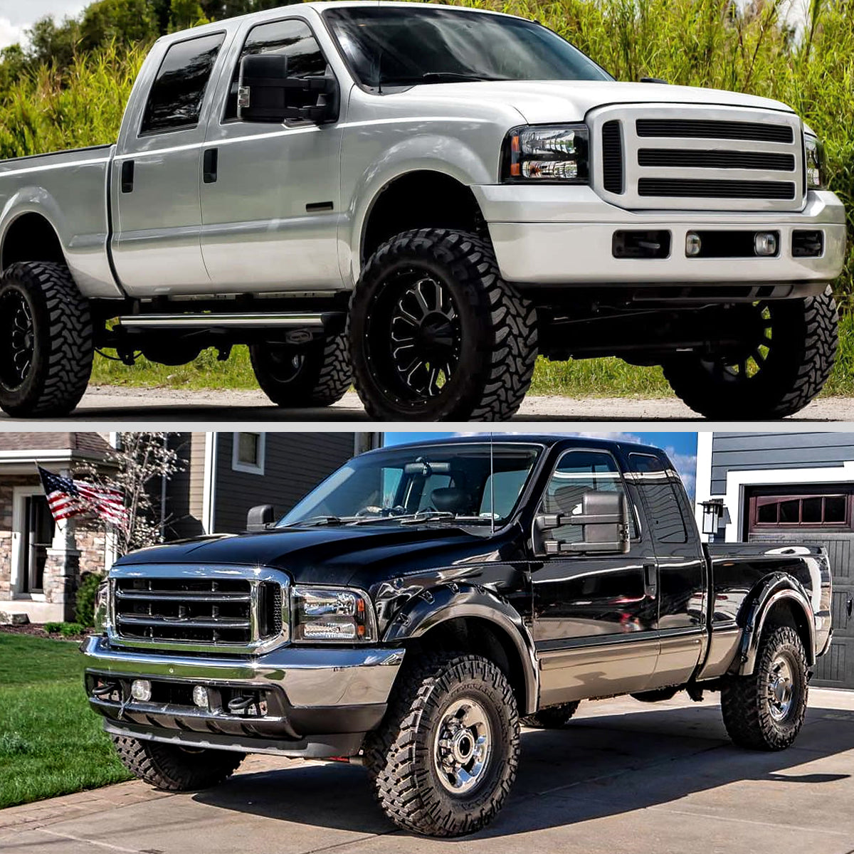 Spec-D 2005-2007 Ford F-250/F-350/F-450/F-550/Excursion Crystal LED Black Headlights