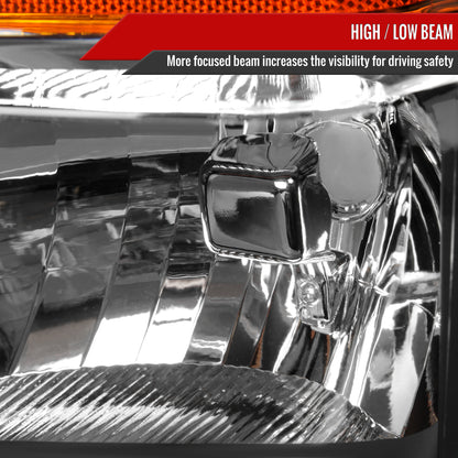 Spec-D 2008-2010 Ford F-250/F-350/F-450 Super Duty OE Style w/ Amber Reflectors Black Headlights