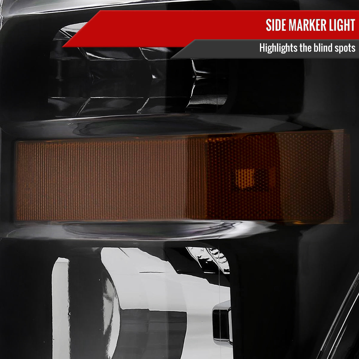 Spec-D 2008-2010 Ford F-250/F-350/F-450 Super Duty OE Style w/ Amber Reflectors Black Headlights