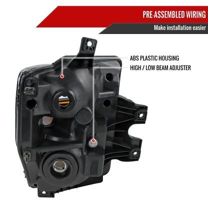 Spec-D 2008-2010 Ford F-250/F-350/F-450 Super Duty OE Style w/ Amber Reflectors Black Headlights