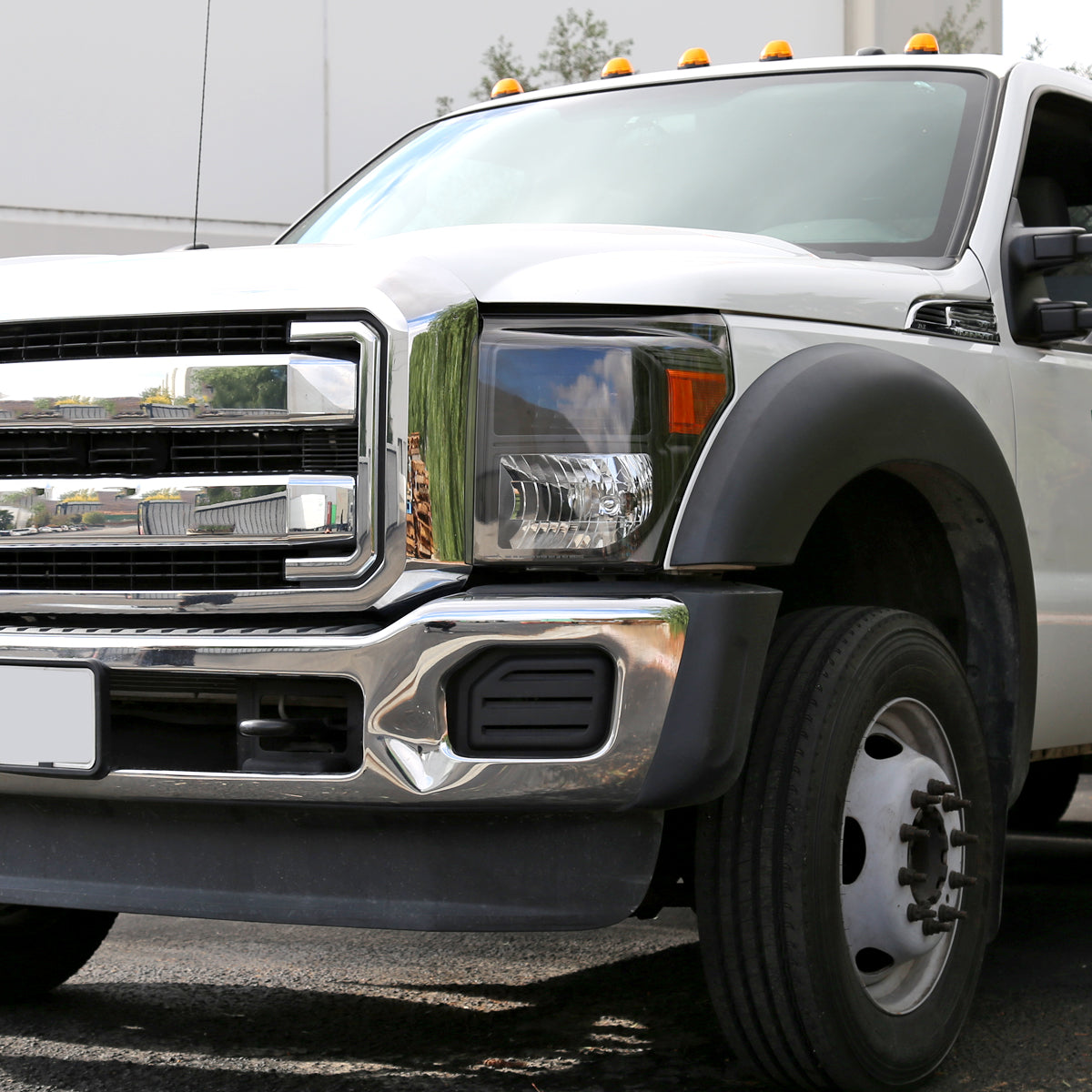 Spec-D 15 F250 F350 Super Duty black headlights