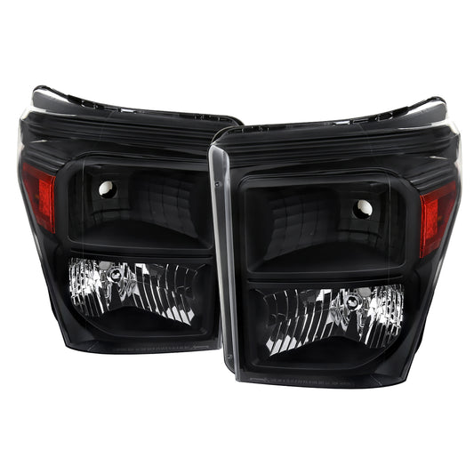 Spec-D 2011-2016 Ford F-250/F-350/F-450/F-550 Super Duty OE Style w/ Amber Reflectors Black Headlights