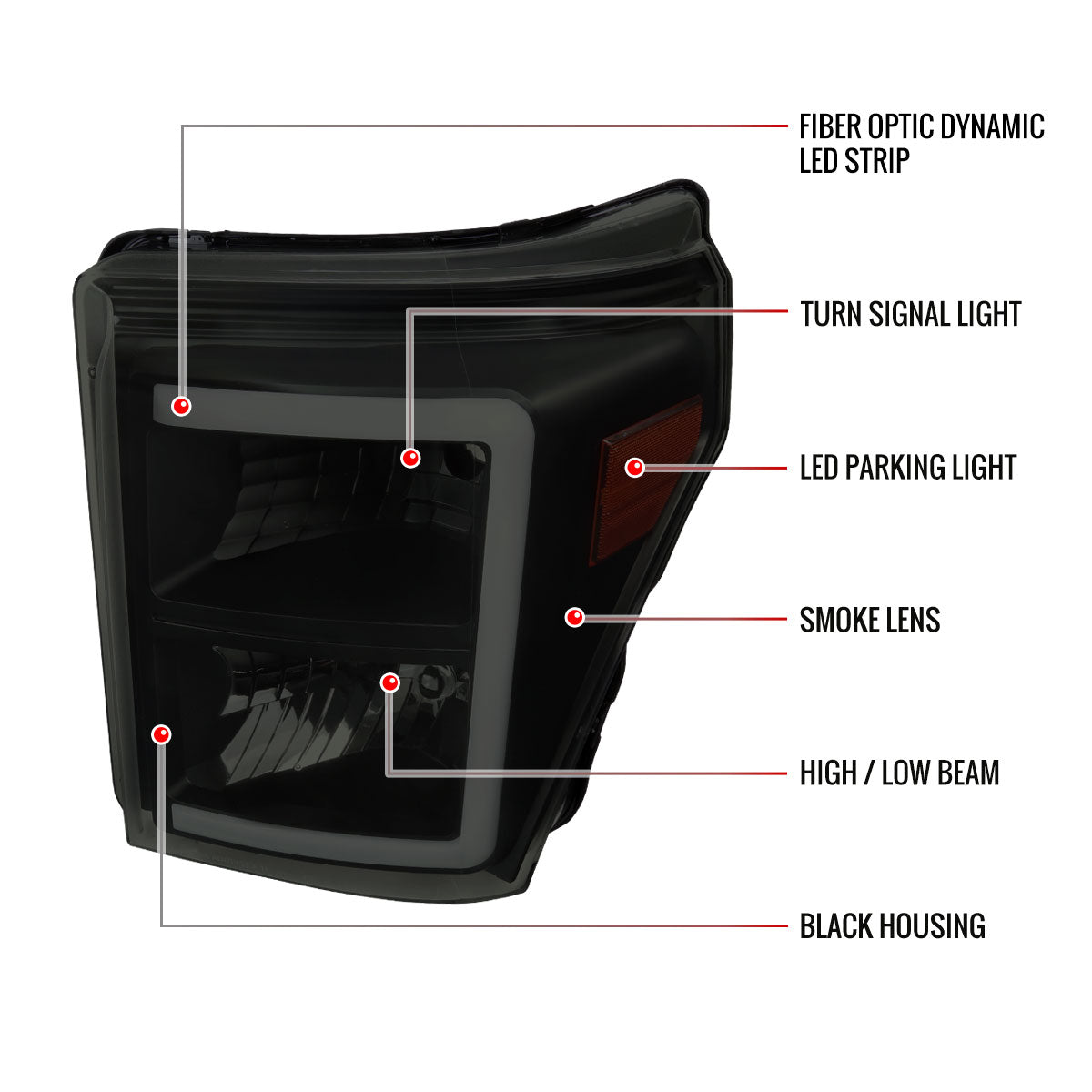 Spec-D F-250 F-350 F-450 F-550 13 black headlights