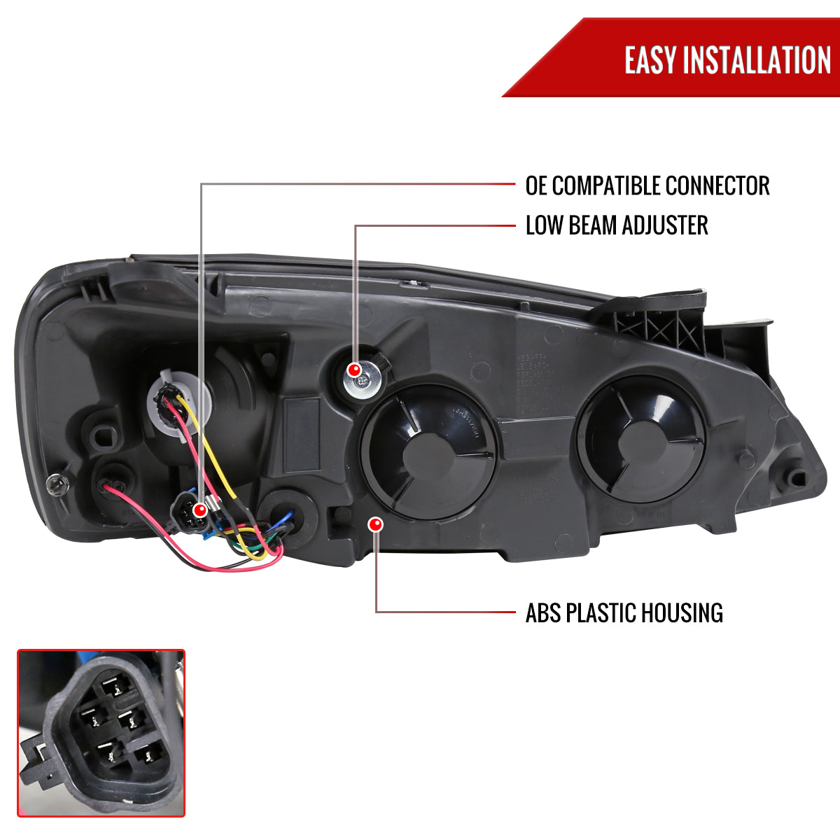 06 Pontiac G6 OE Spec-D chrome headlights