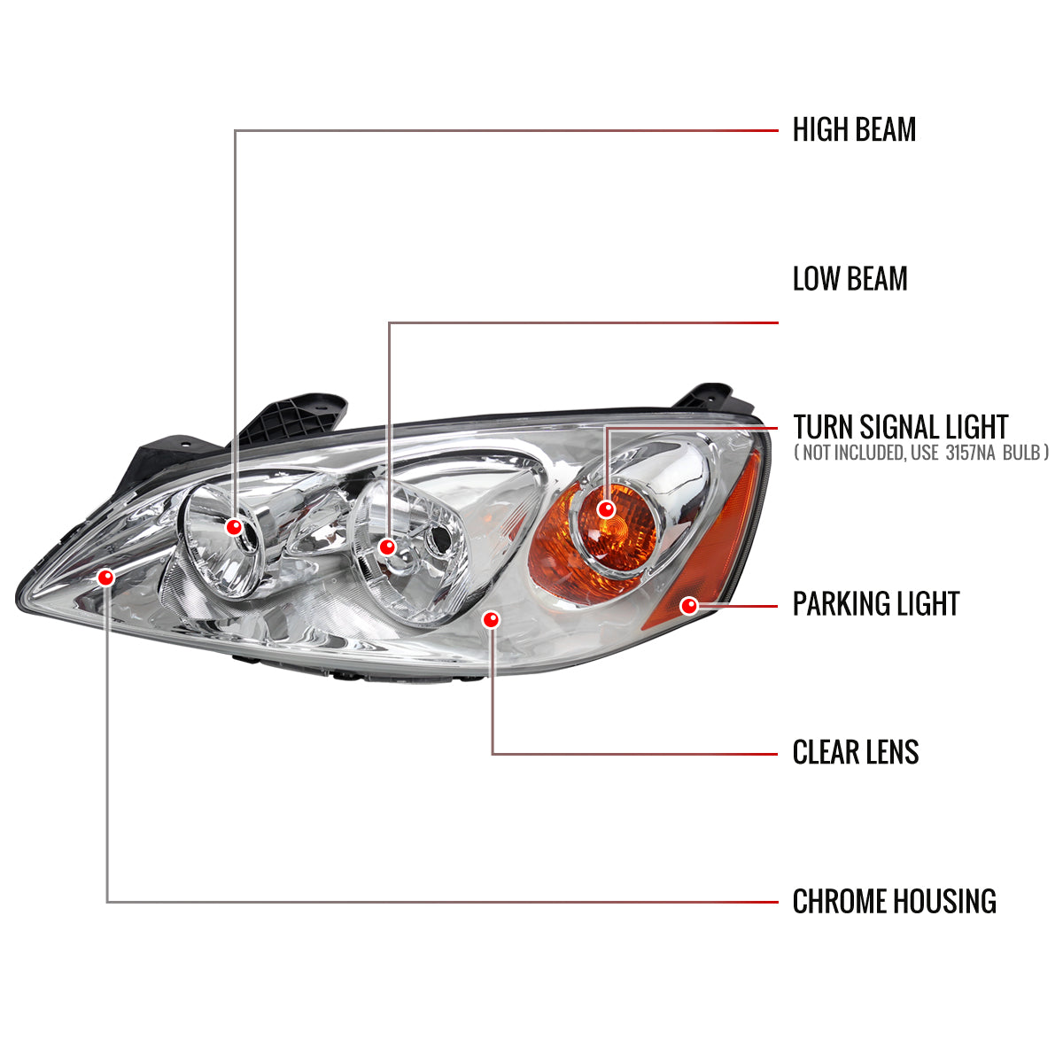 Spec-D Pontiac G6 OE 07 chrome headlights