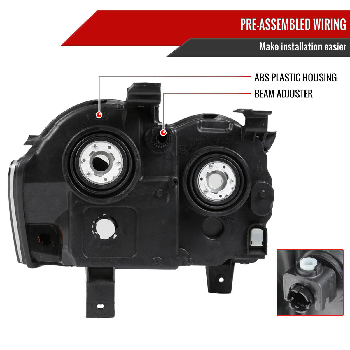 Spec-D 2005-2007 Jeep Grand Cherokee OE Style Black Headlights