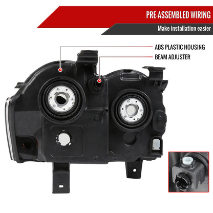 Spec-D 2005-2007 Jeep Grand Cherokee OE Style Black Headlights