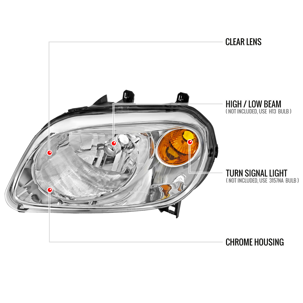 Spec-D Chevy HHR Factory 08 chrome headlights