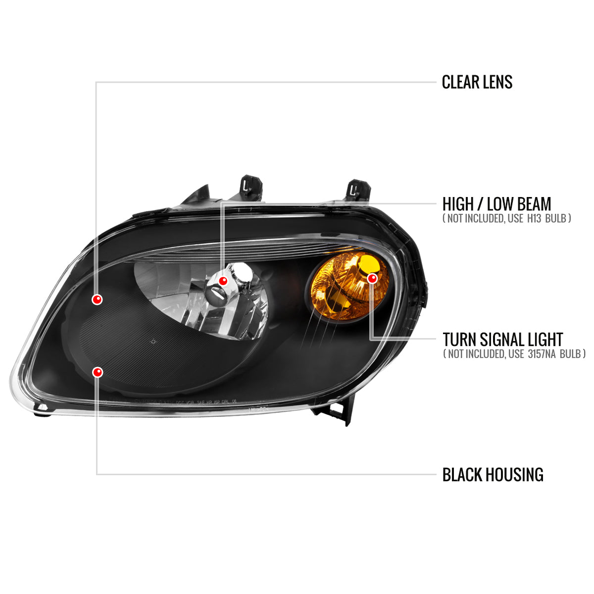 Spec-D Chevy HHR Factory 08 black headlights