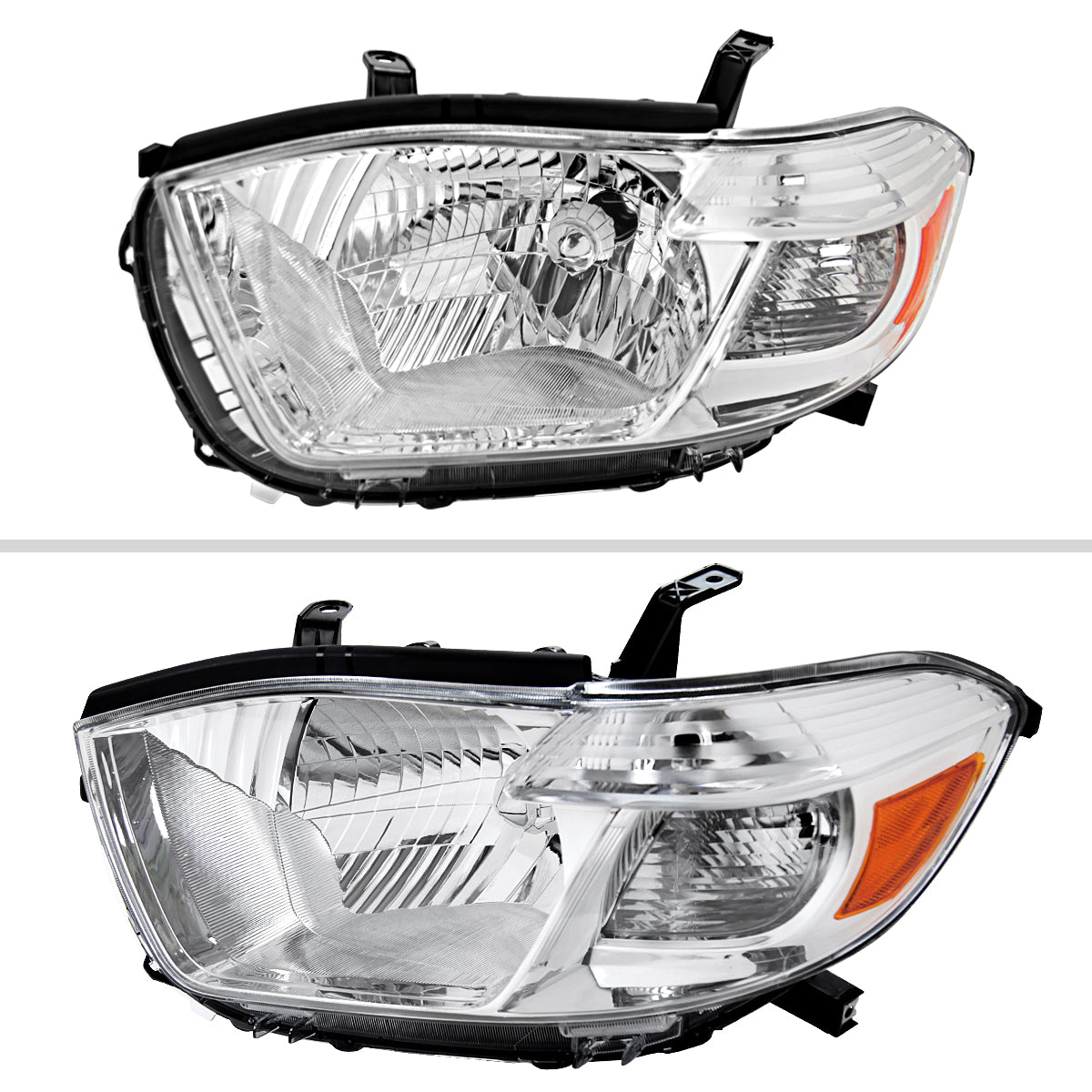 2009 Highlander Factory Halogen Replacement Spec-D chrome aftermarket headlights