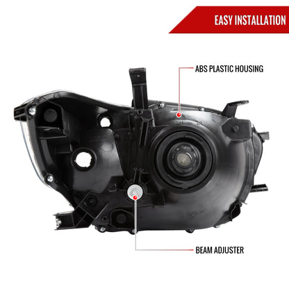 Spec-D 2008-2010 Toyota Highlander Factory Halogen Replacement Black Headlights