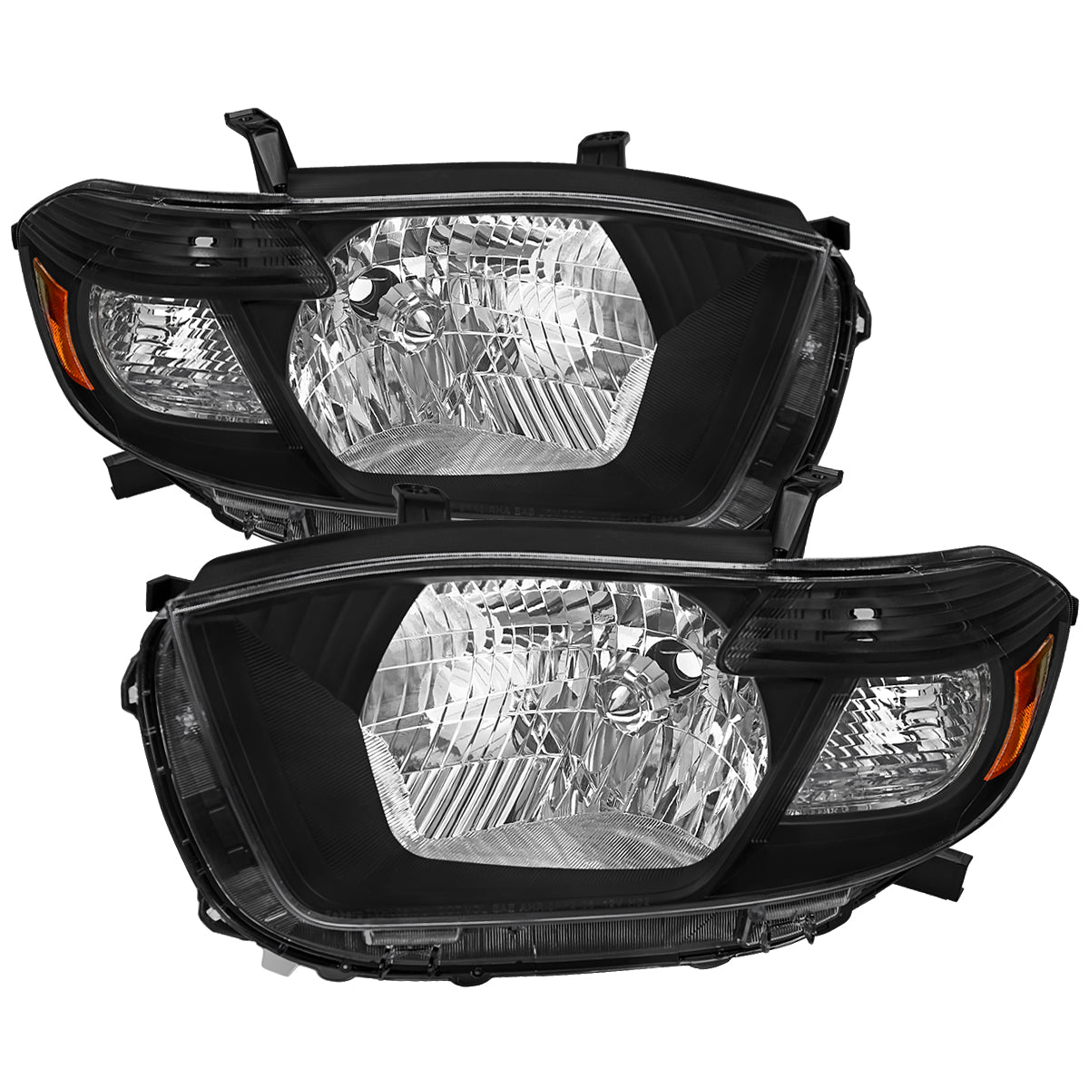 Spec-D 2008-2010 Toyota Highlander Factory Halogen Replacement Black Headlights