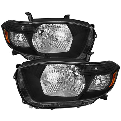 Spec-D 2008-2010 Toyota Highlander Factory Halogen Replacement Black Headlights