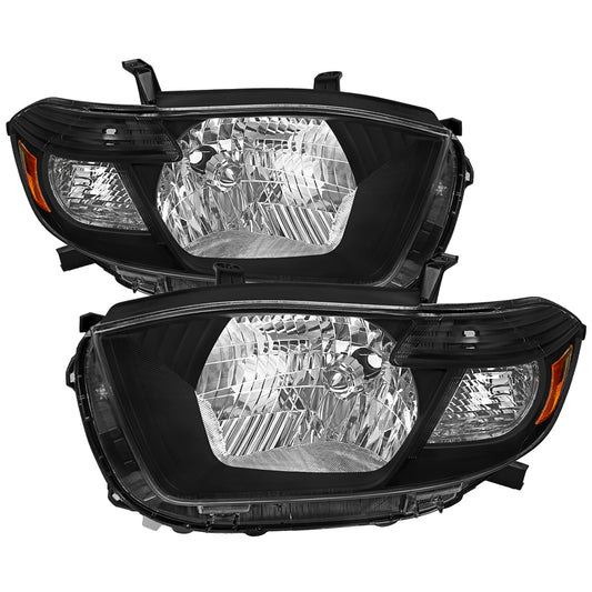 Spec-D 2008-2010 Toyota Highlander Factory Halogen Replacement Black Headlights