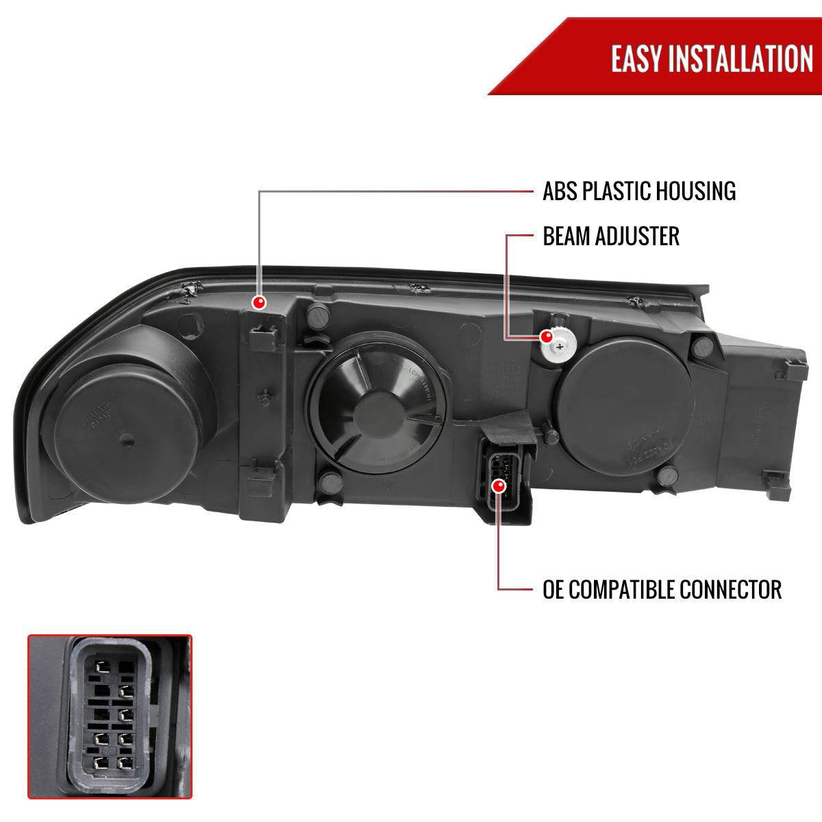 Spec-D 2000-2005 Chevrolet Impala LED Bar OE Style Black Headlights