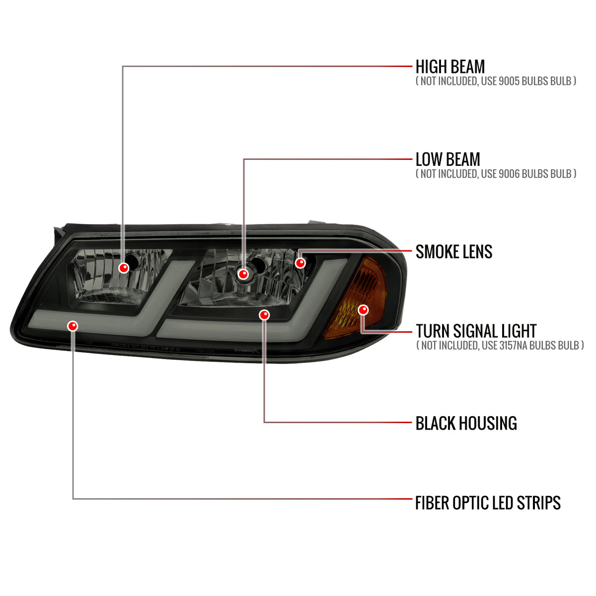 Spec-D Chevy Impala Factory style 02 black headlights