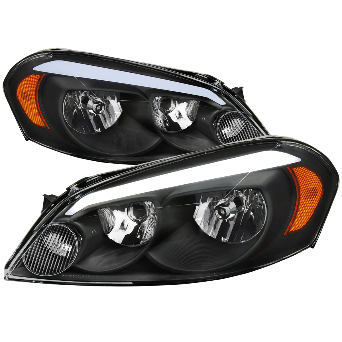 Spec-D 2006-2013 Chevrolet Impala/2006-2007 Monte Carlo/2014-2016 Impala Ltd OE Style w/ LED Strip Black Headlights