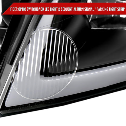 Spec-D 2006-2013 Chevrolet Impala/2014-2016 Impala Ltd/2006-2007 Monte Carlo Switchback Sequential Signal LED Bar OE Style Black Headlights