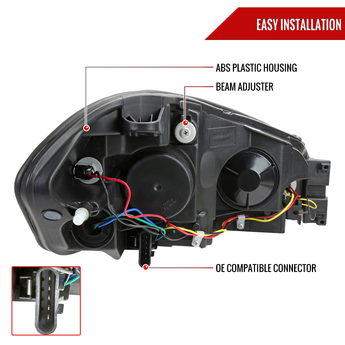 Spec-D 2006-2013 Chevrolet Impala/2014-2016 Impala Ltd/2006-2007 Monte Carlo Switchback Sequential Signal LED Bar OE Style Black Headlights