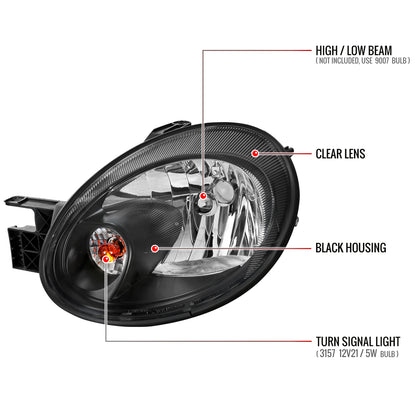 Spec-D 2003-2005 Dodge Neon OE Style Black Headlights