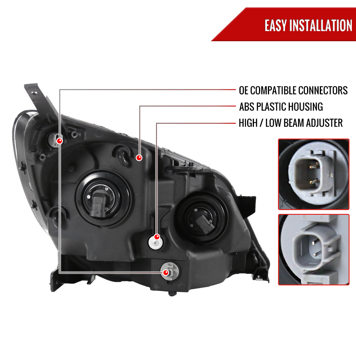 Spec-D 2005-2007 Honda Odyssey OE Style Crystal w/ 9006 Bulbs Black Headlights