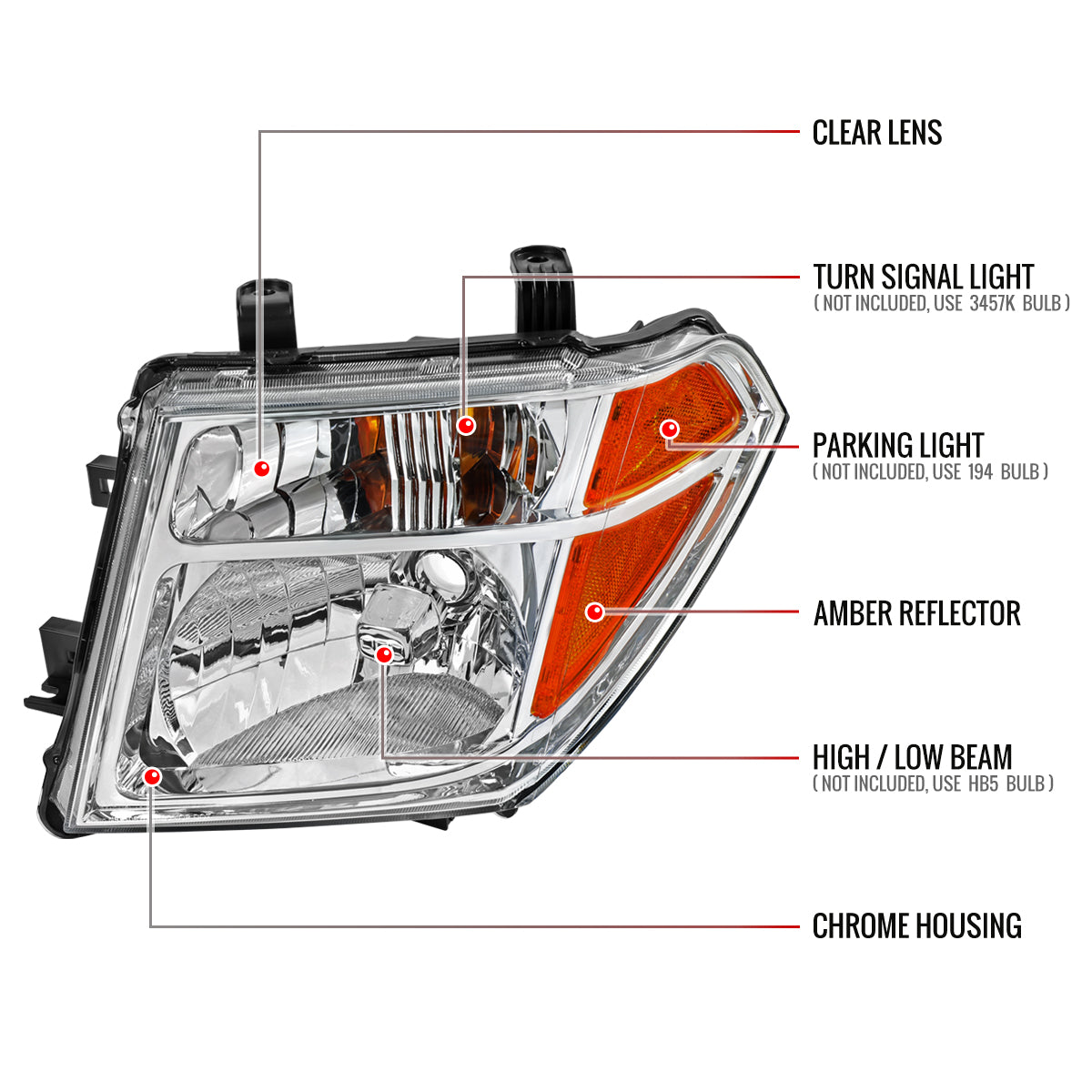 06 Frontier Pathfinder OE Spec-D chrome headlights