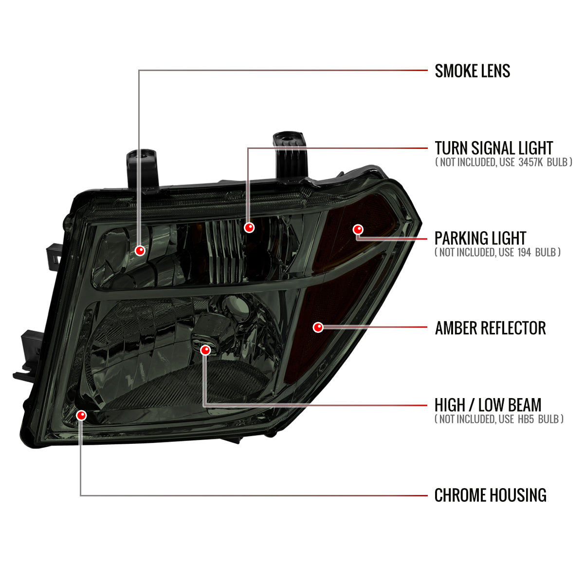 06 Frontier Pathfinder OE Spec-D smoked headlights