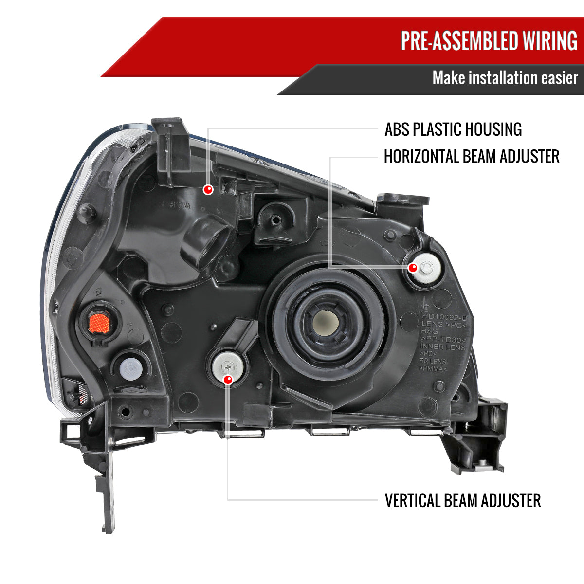 Spec-D 2003-2005 Honda Pilot OE Style Black Headlights