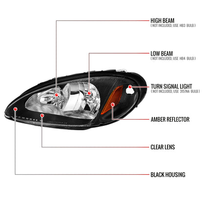 Spec-D 2001-2005 Chrysler PT Cruiser OE Style Black Headlights
